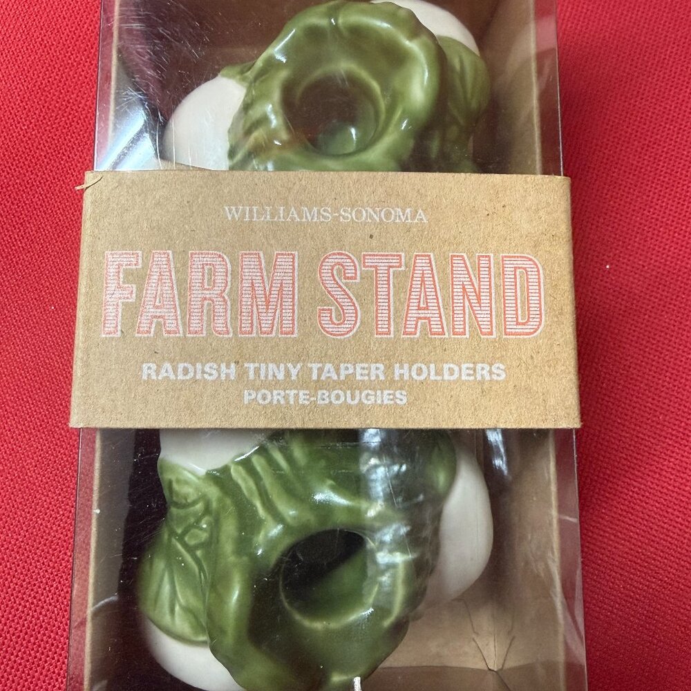 Williams Sonoma Farm Stand Radish Cabbage Tiny Taper Candle Holders S/2